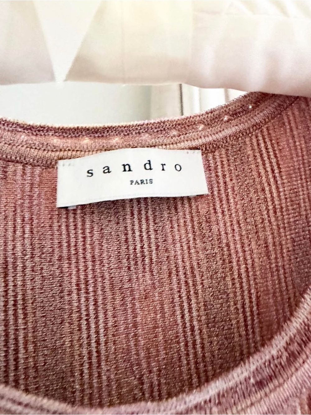 Sandro Ribbed Crewneck Sweater in Dusty Pink